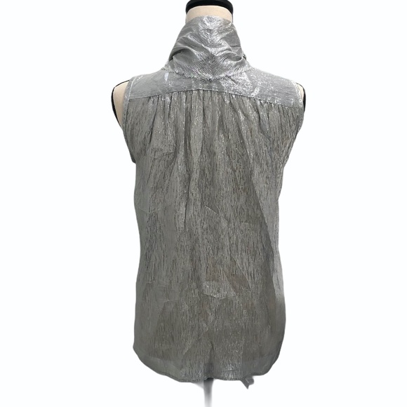 MARC JACOBS FOR BERGDORF GOODMAN SILVER SILK LAMÉ TOP - Picture 12 of 16